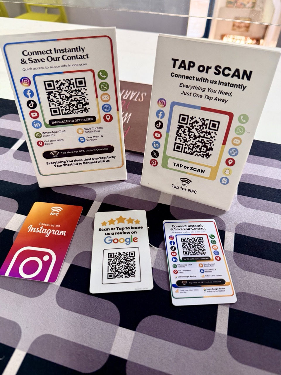 Masaliq Acrylic QR / NFC Stand & Smart NFC Cards Combo - All in One Review & Follow, Landing Page