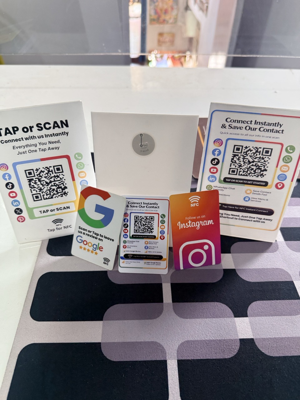 Masaliq Acrylic QR / NFC Stand & Smart NFC Cards Combo - All in One Review & Follow, Landing Page