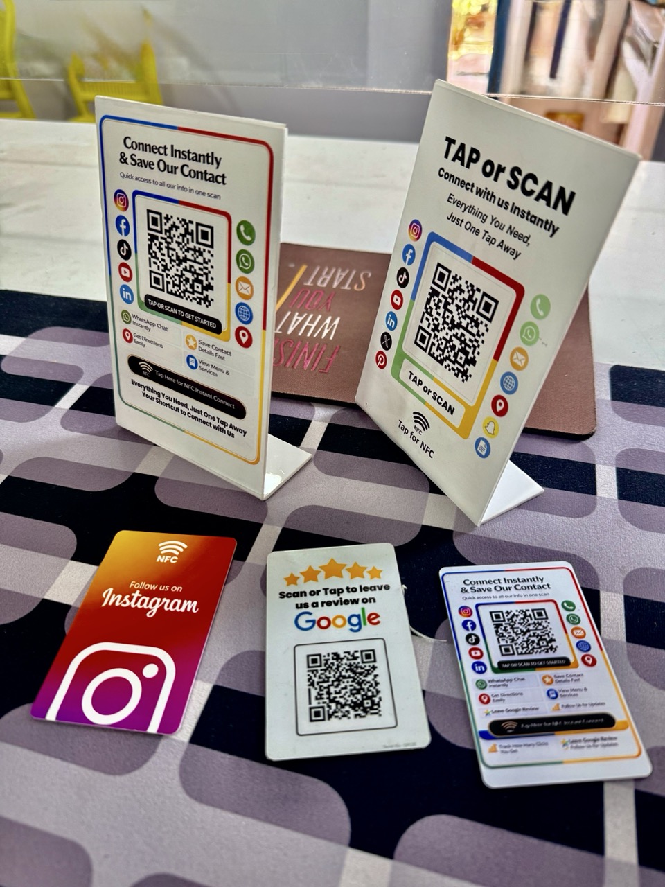 Masaliq Acrylic QR / NFC Stand & Smart NFC Cards Combo - All in One Review & Follow, Landing Page
